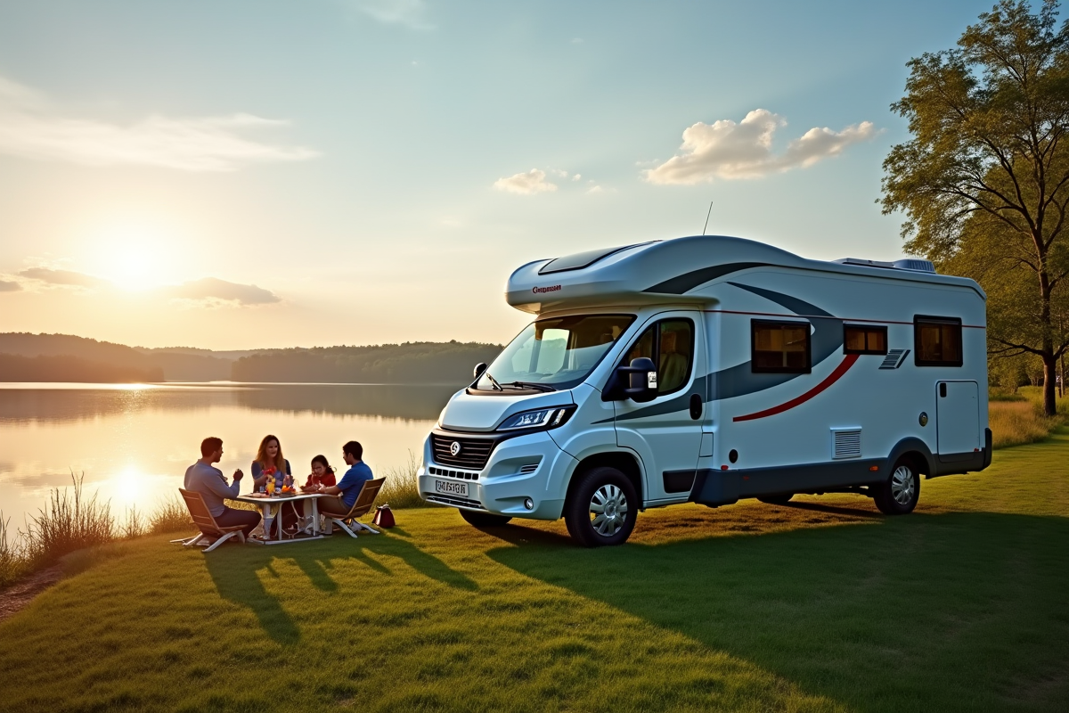 Camping en famille avec un Chausson motorhome au bord du lac