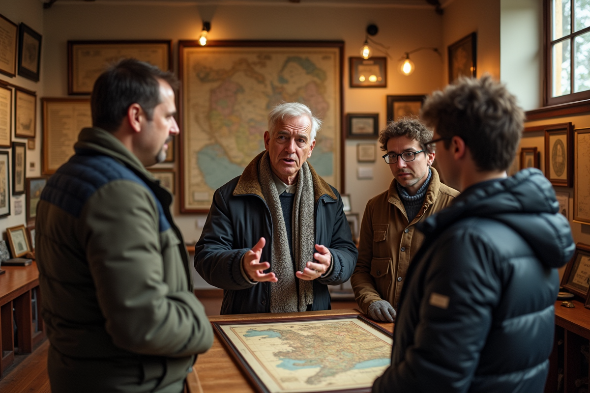 Guide expliquant des objets anciens dans un musée local