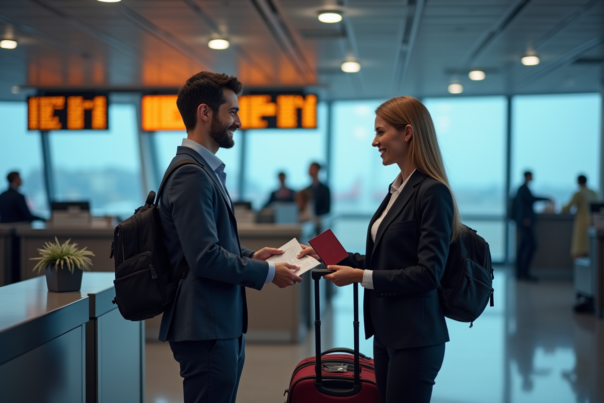 Passager remettant ses papiers à l