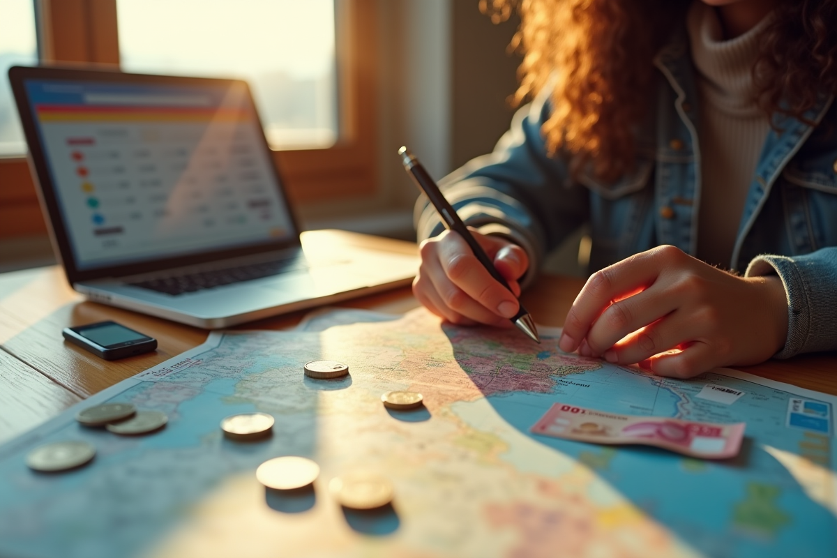 Voyageur vérifiant son budget avec des billets d'Islande